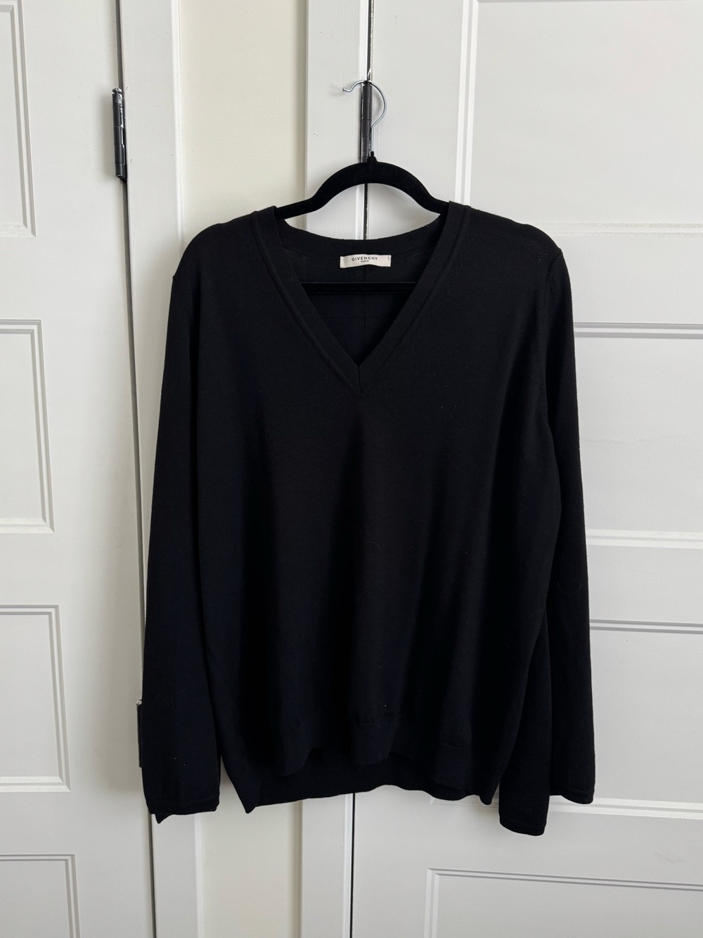 Givenchy V-Neck Sweater w/ Cape Style Slit Sleeves | 100% Wool & Made in Italy
